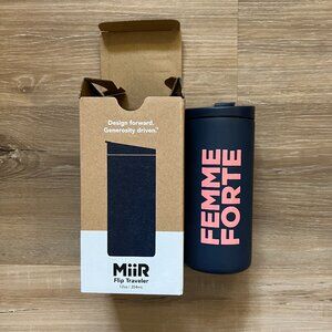 BNIB Oiselle X MiiR "Femme Forte" (Strong Woman) 12oz Flip Traveler Mug
